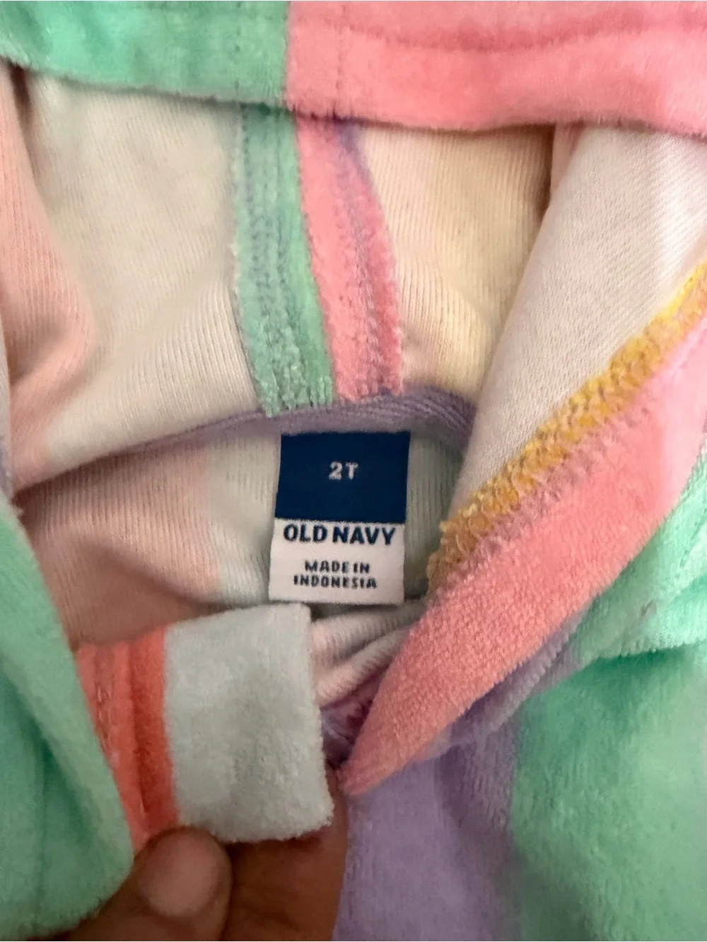 Old Navy Pastel Rainbow Striped Hooded Terry Tunic